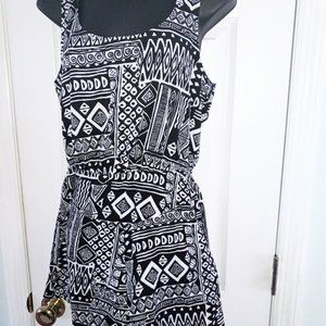 Anthropologie Bailey Blue African Print Romper, Med